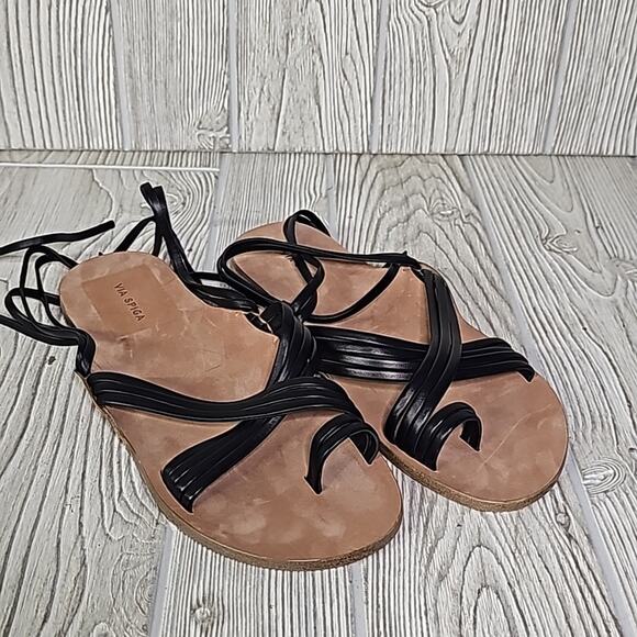 Via Spiga Allegra Ankle Wrap Black Leather Sandals Womens Size 6.5 New - Picture 10 of 13